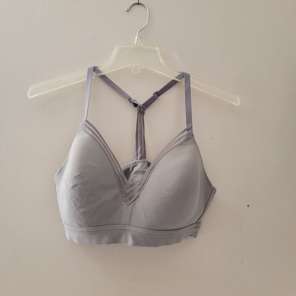 Athleta S (34) D/DD Powervita Everyday Sports Bra Gray Adjustable Straps Yoga